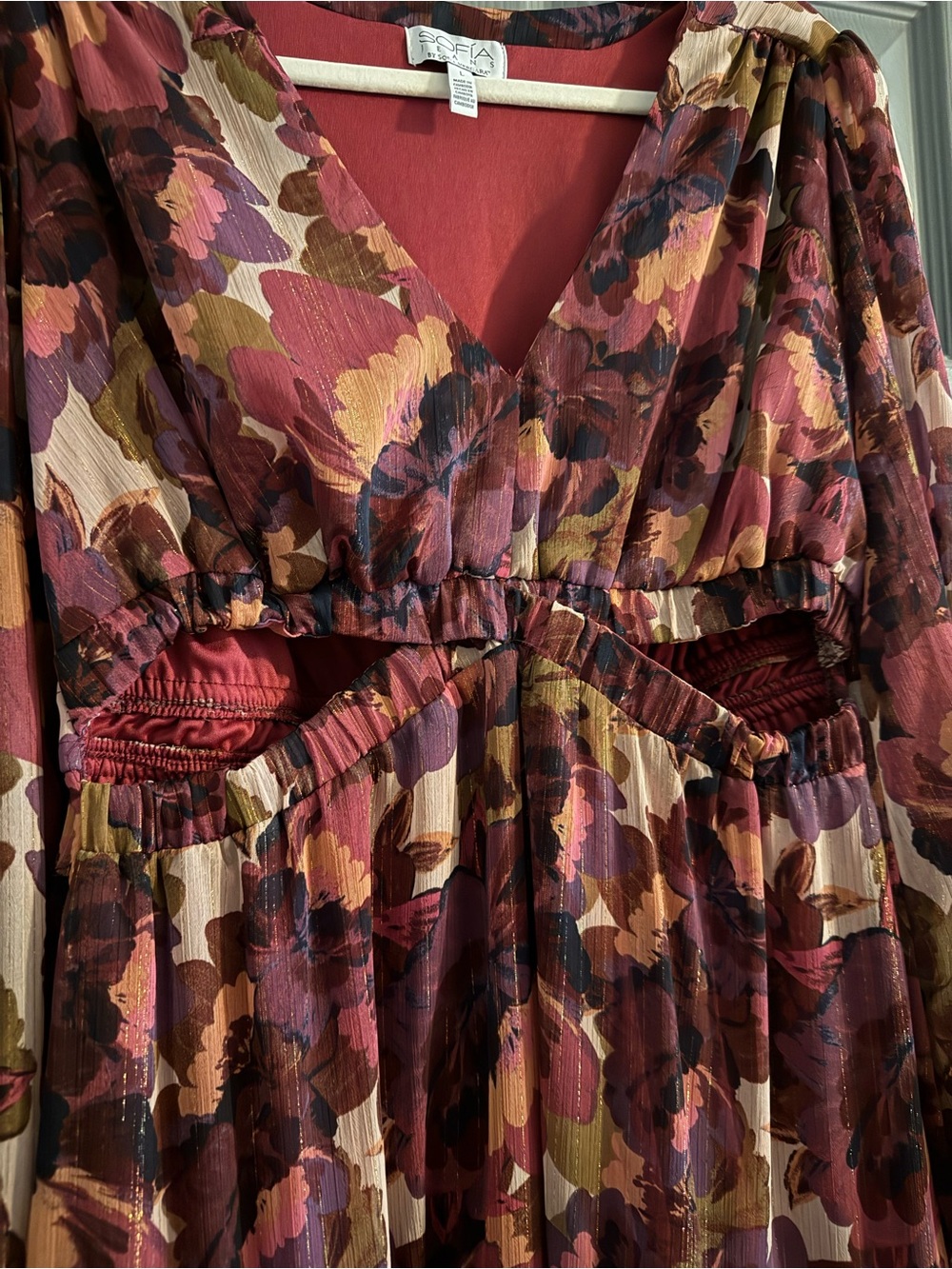 sofia by sofia vergara Burgundy Multi Floral Maxi Dress - Picture 2 of 5